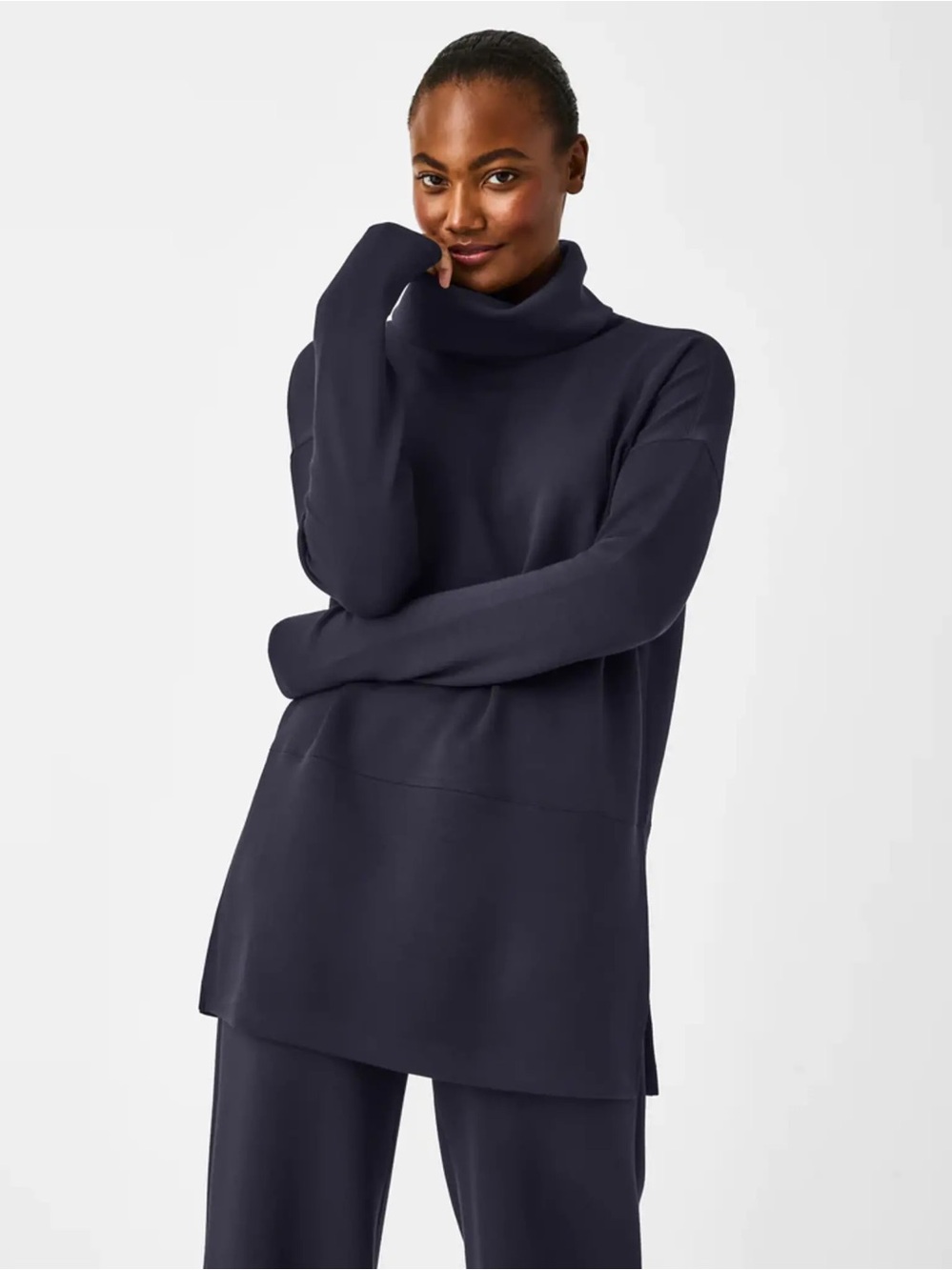 Spanx AirEssentials Turtleneck Tunic Navy Large Super Soft